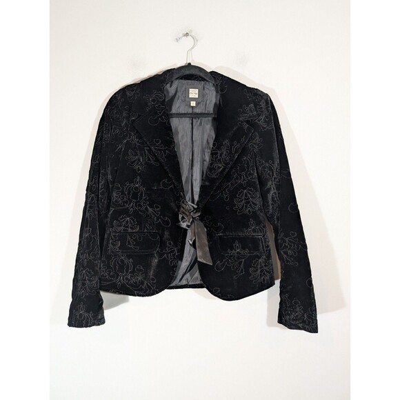 Old Navy Womens Black Velvet Blazer Sz M Whimsigoth Witchy Academia Preppy Y2K - Picture 1 of 9